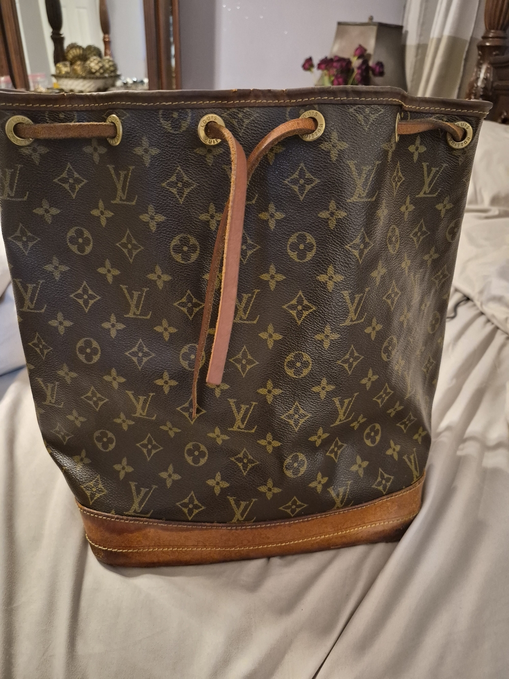 Louis Vuitton Brown Monogram Canvas Drawstring Bucket Bag